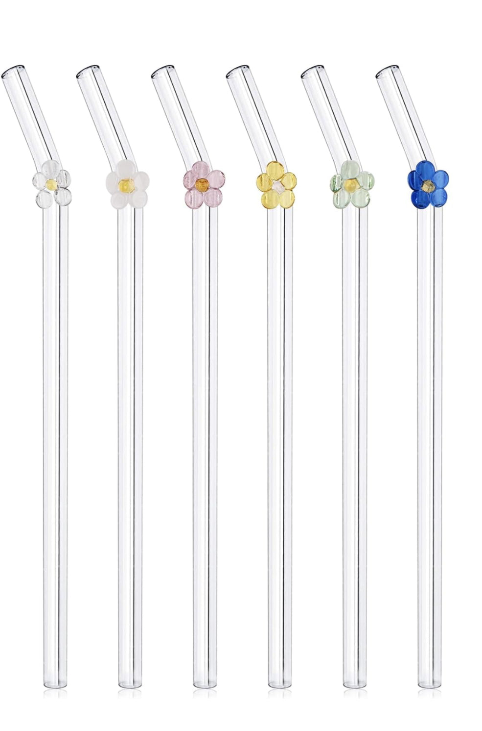 Flower Reusable Glass Drinking Straw