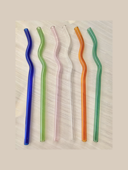 Squiggly Reusable Glass Drinking Straw