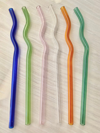 Squiggly Reusable Glass Drinking Straw