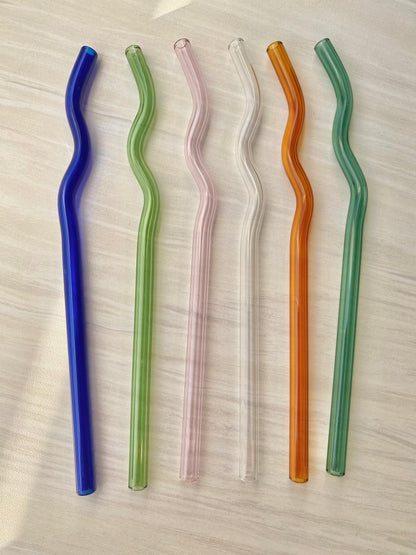 Squiggly Reusable Glass Drinking Straw